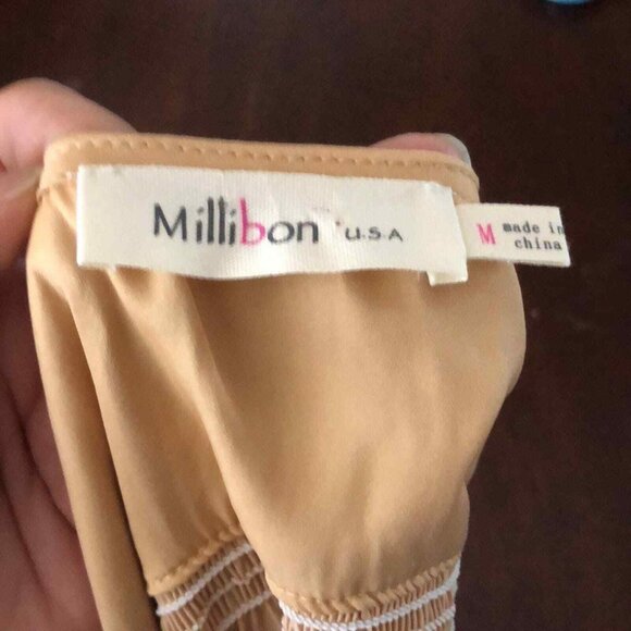 Millibon V-Neck batwing Satiny Gold wrap top size medium - Picture 7 of 8